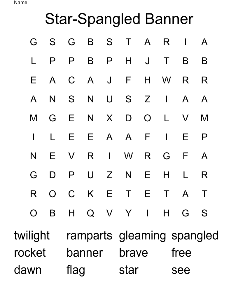 Star-Spangled Banner Word Search