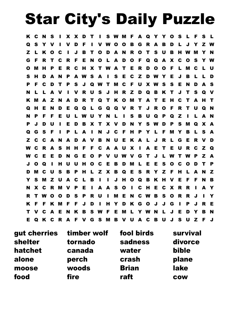 Star City's Daily Puzzle Word Search