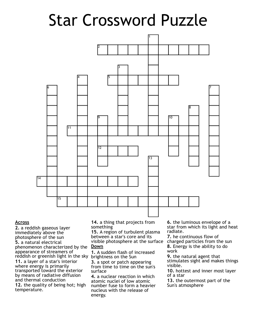 Star Crossword Puzzle