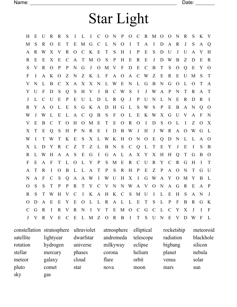 Star Light Word Search