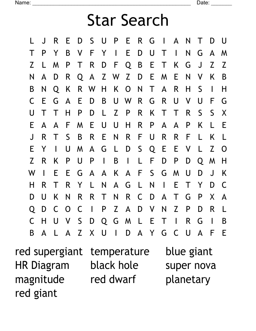 Star Search Word Search