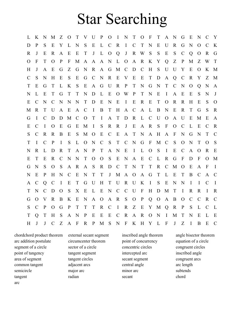 Star Searching Word Search