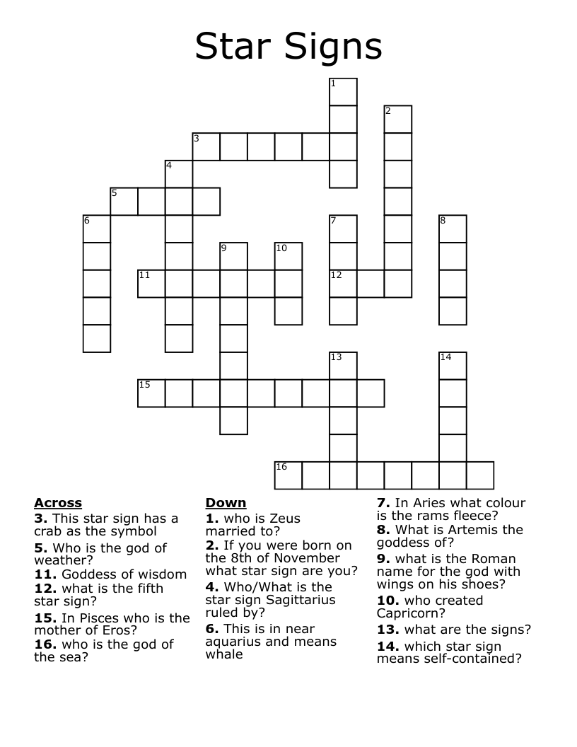 Star Signs Crossword