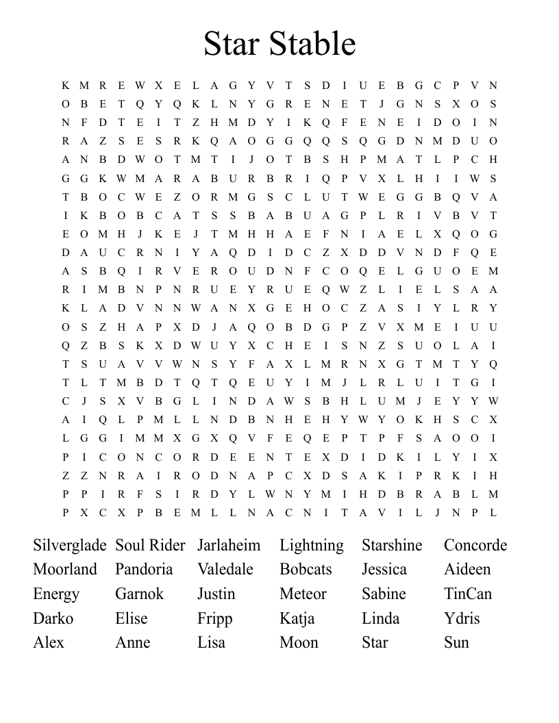 Star Stable Word Search