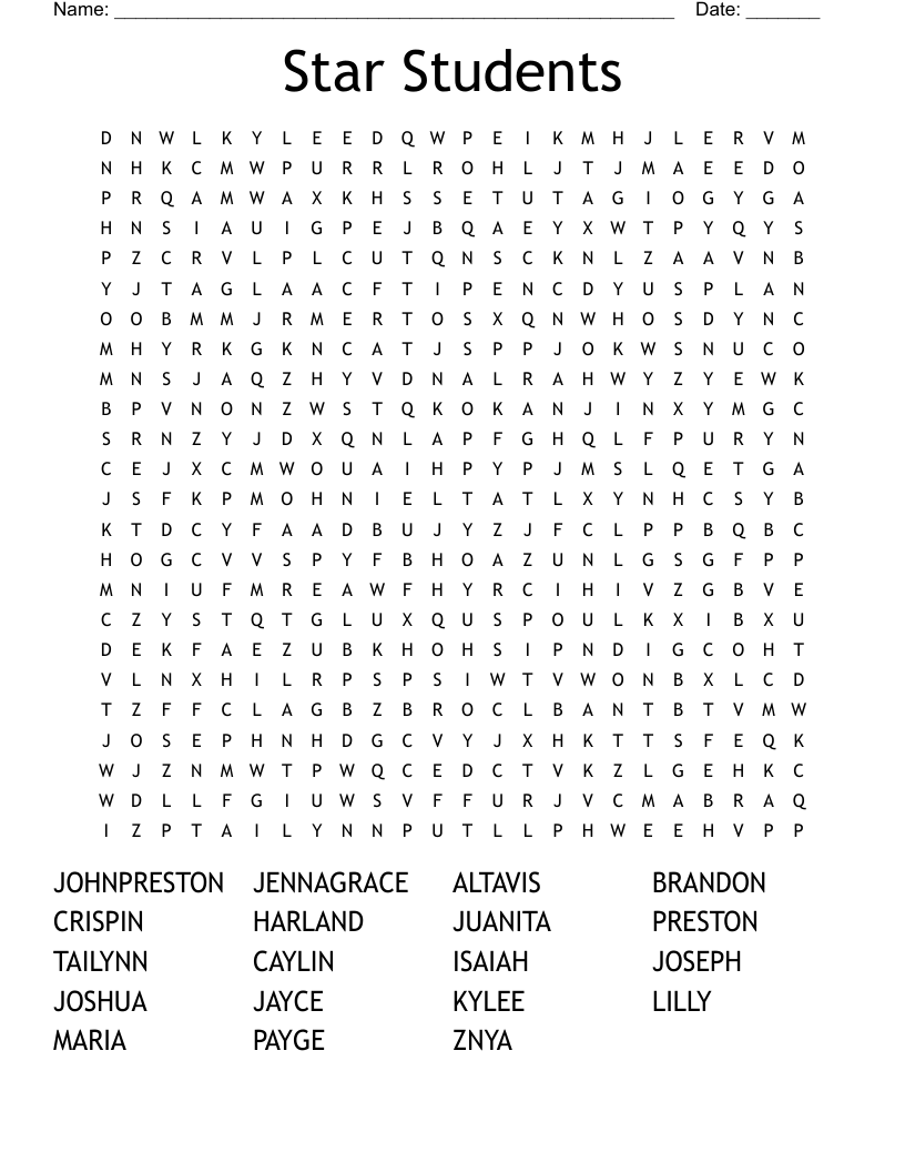 Star Students Word Search