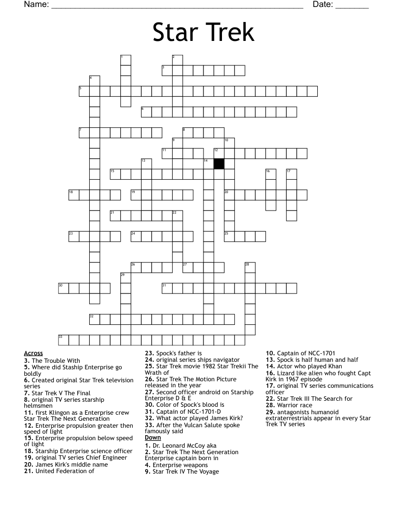 Star Trek Crossword