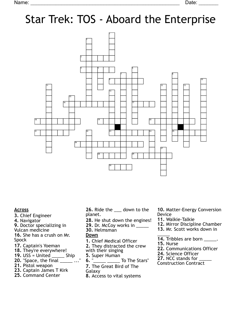 Star Trek: TOS - Aboard the Enterprise Crossword