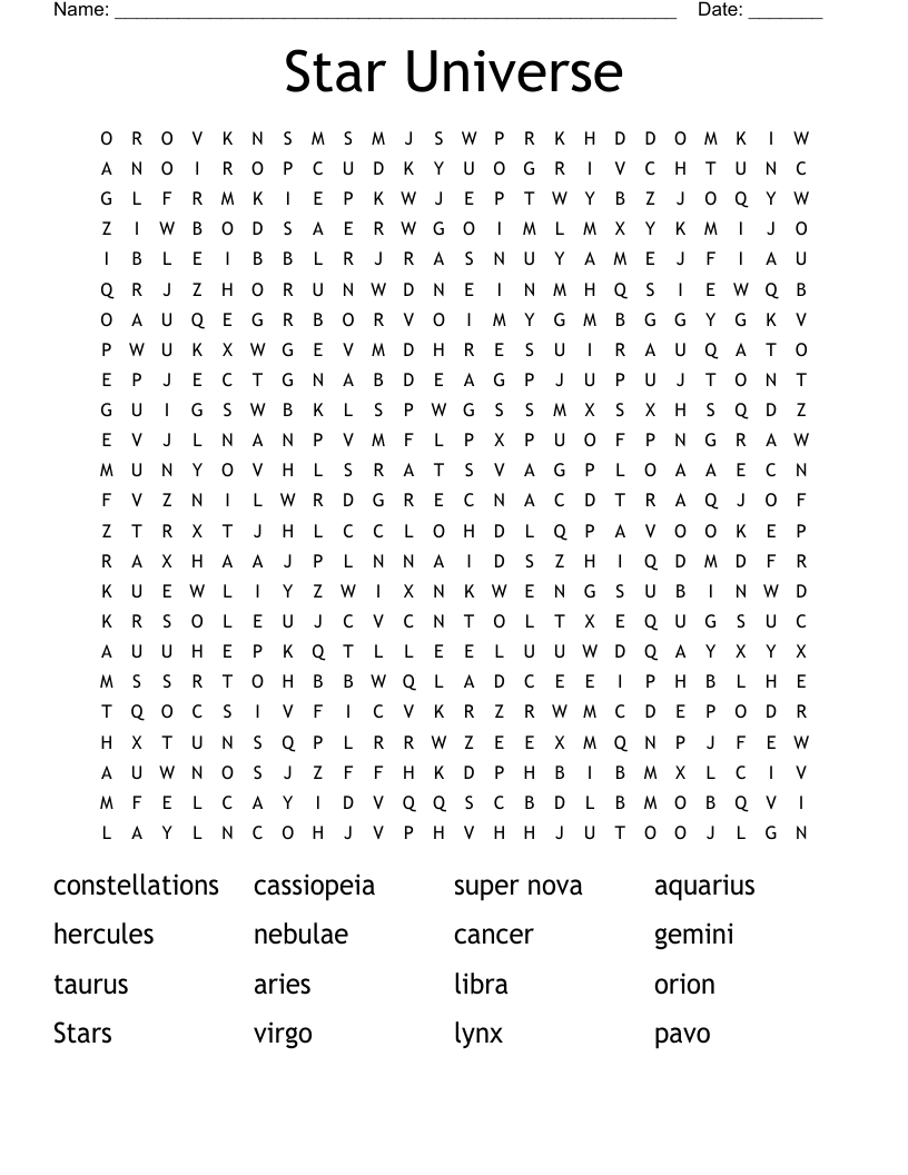 Star Universe Word Search