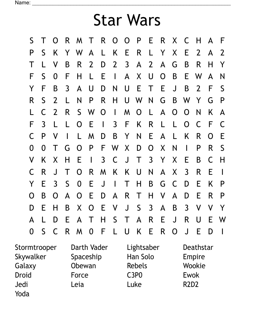 Star Wars Word Search