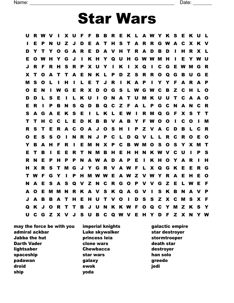 Star Wars Word Search