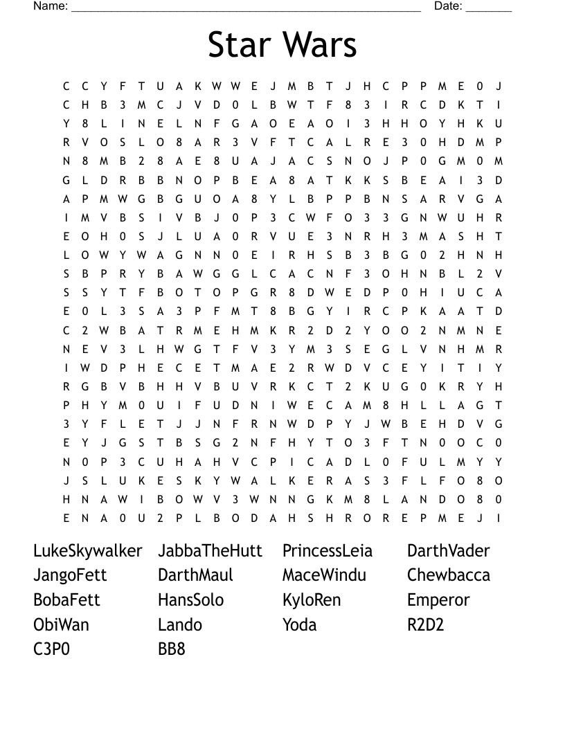 Star Wars Word Search