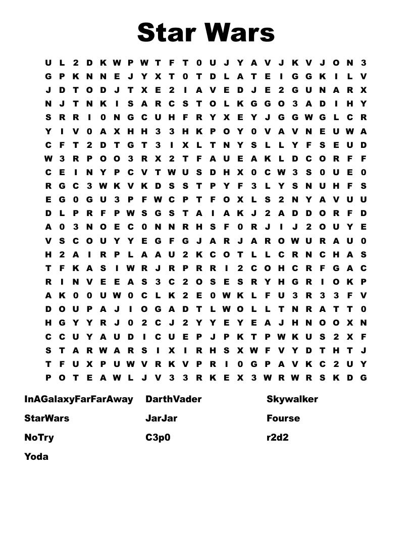 Star Wars Word Search