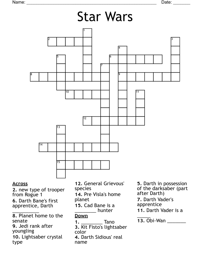 Star Wars Crossword