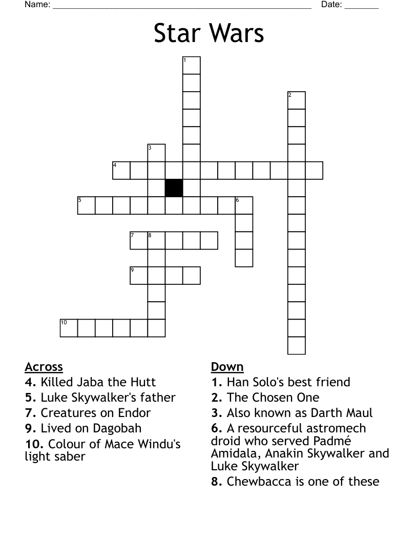 Star Wars Crossword
