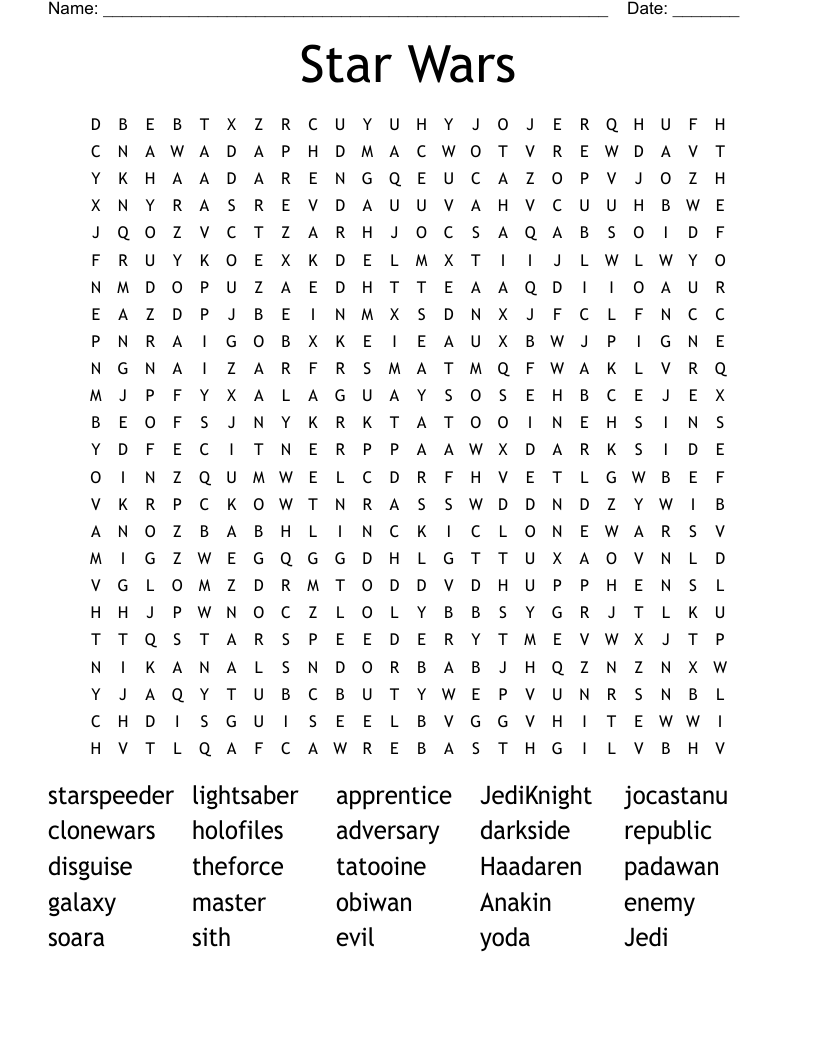 Star Wars Word Search