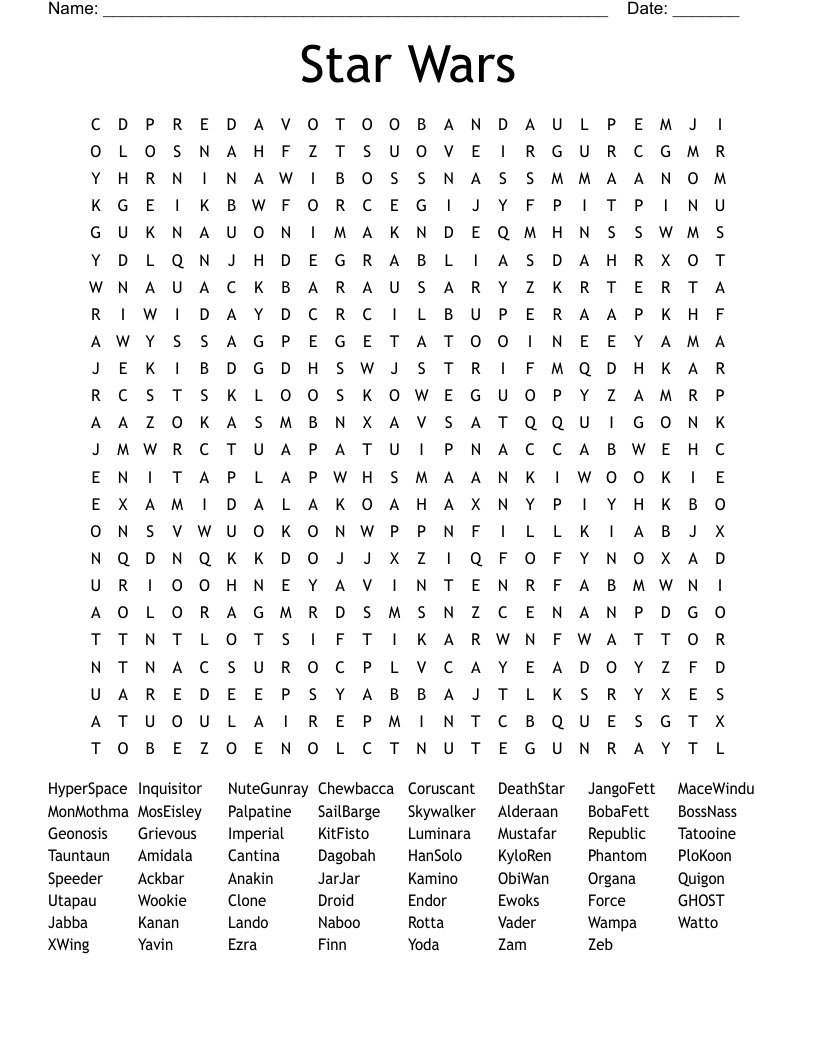 Star Wars Word Search