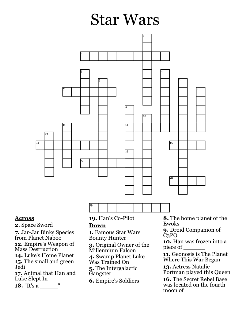 Star Wars Crossword