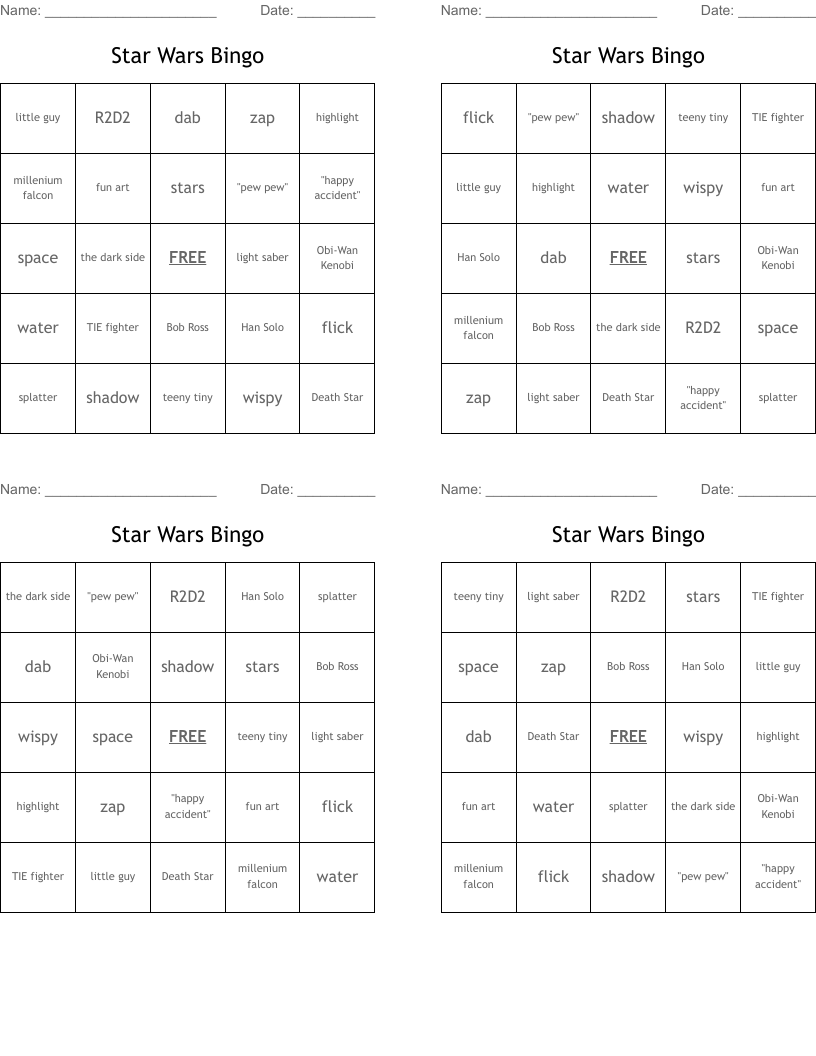 Star Wars Bingo