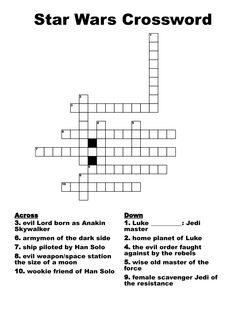 Star Wars Crossword