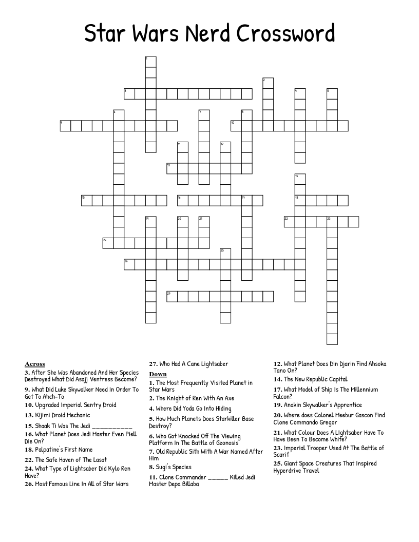 Star Wars Nerd Crossword
