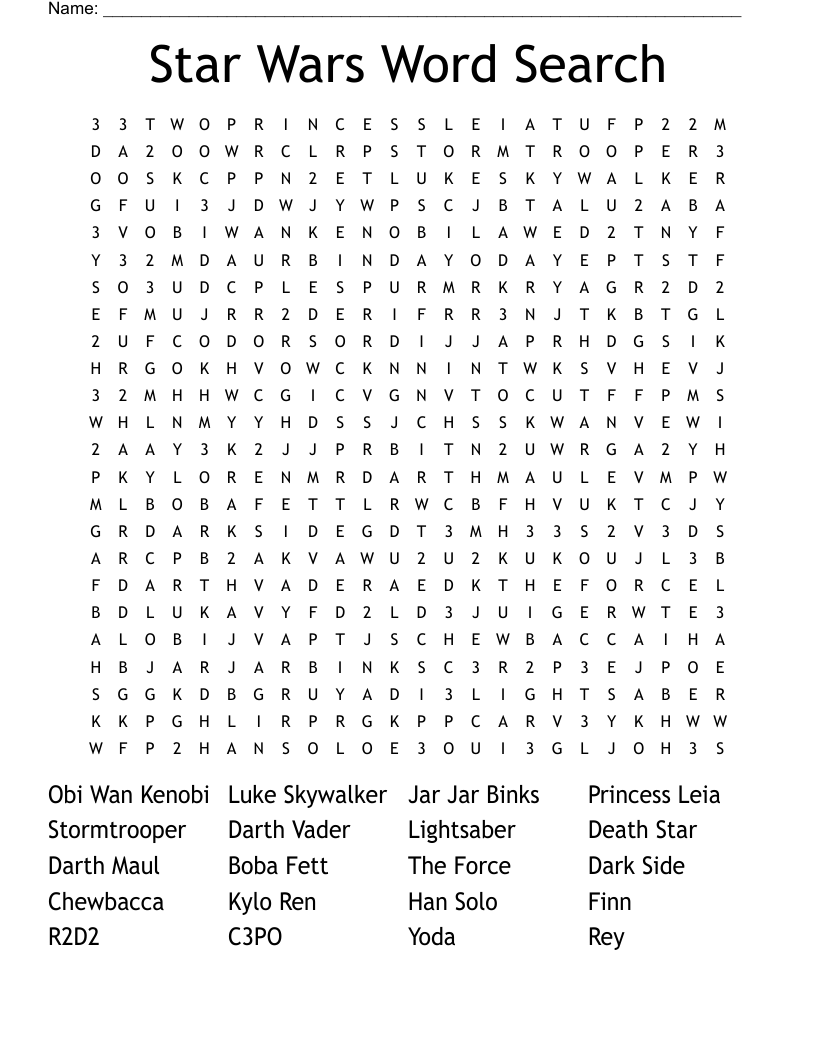 Star Wars Word Search