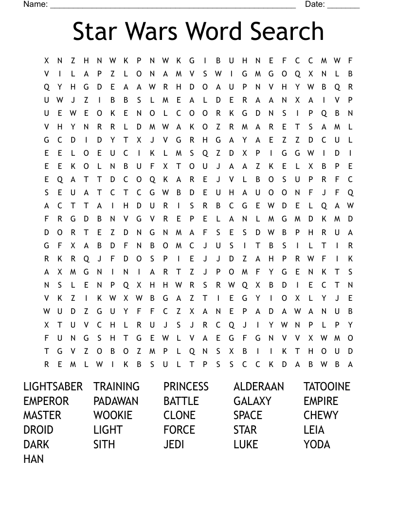 Star Wars Word Search