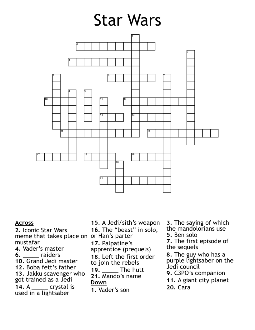 Star Wars  Crossword