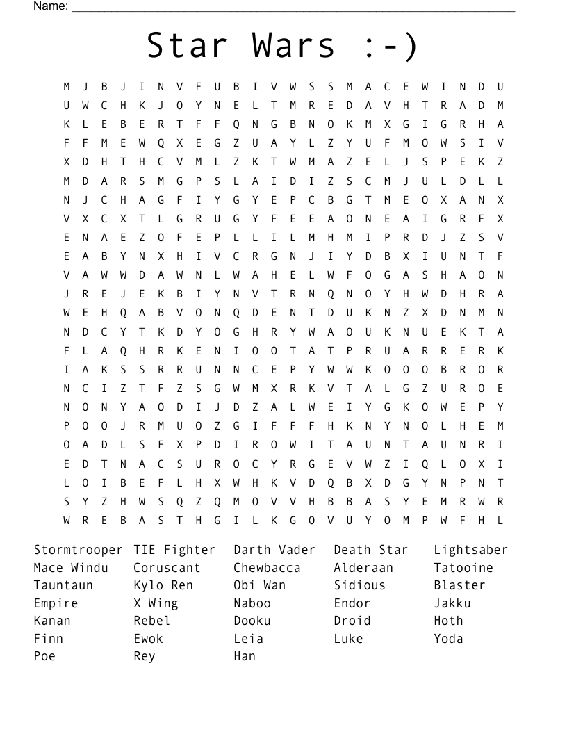Star Wars :-) Word Search