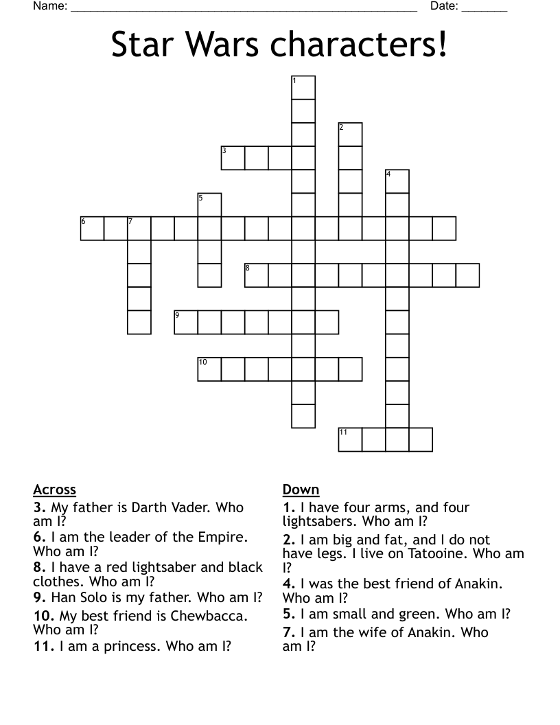Star Wars characters! Crossword
