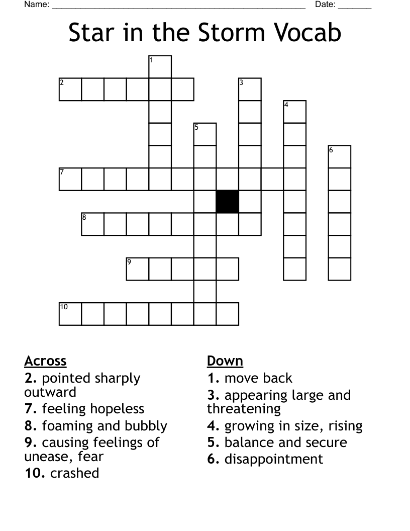 Star in the Storm Vocab Crossword