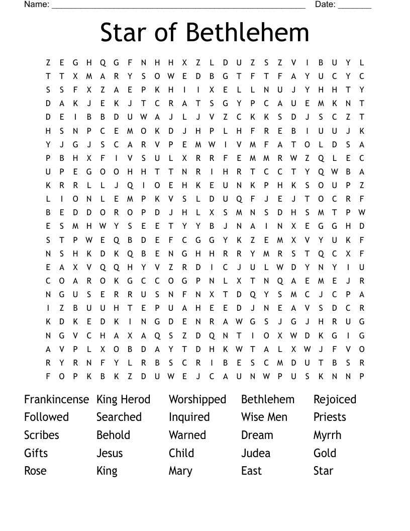 Star of Bethlehem Word Search