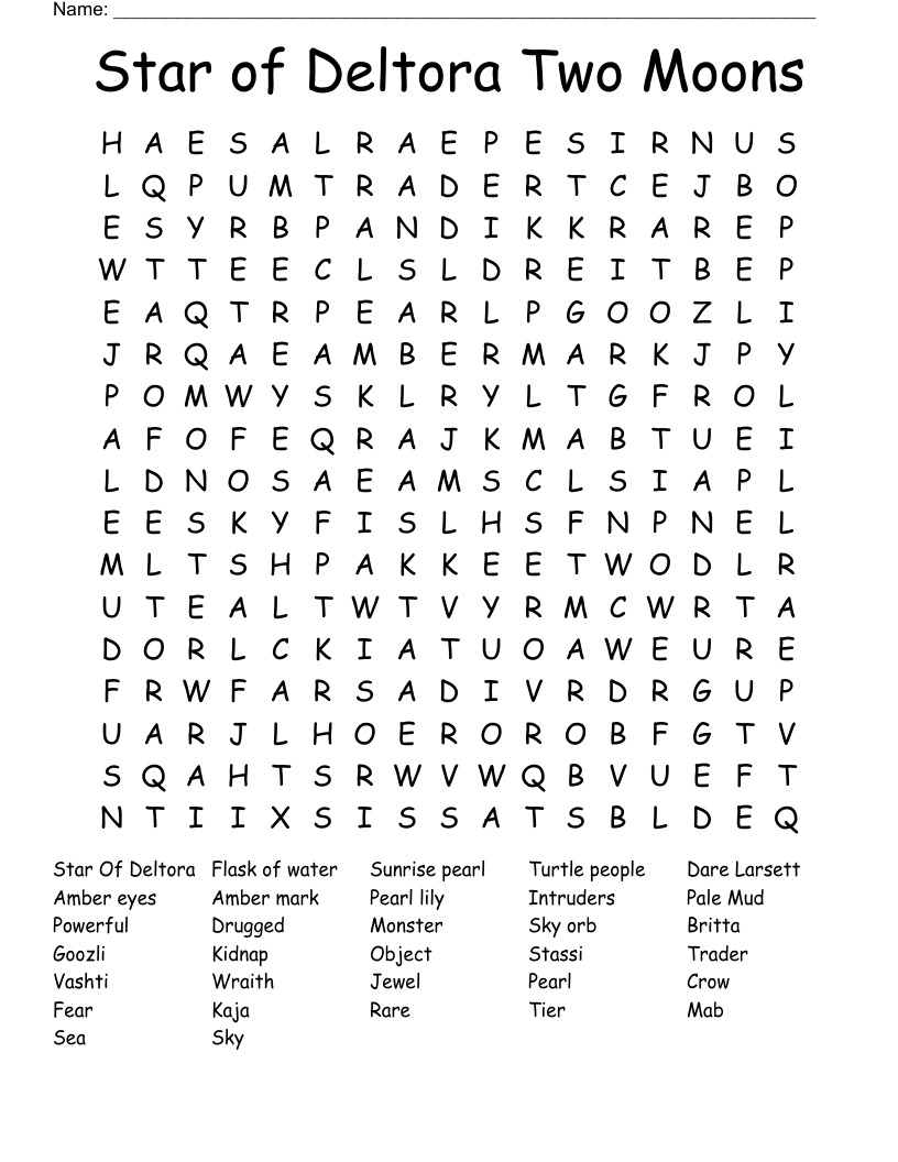 Star of Deltora Two Moons Word Search
