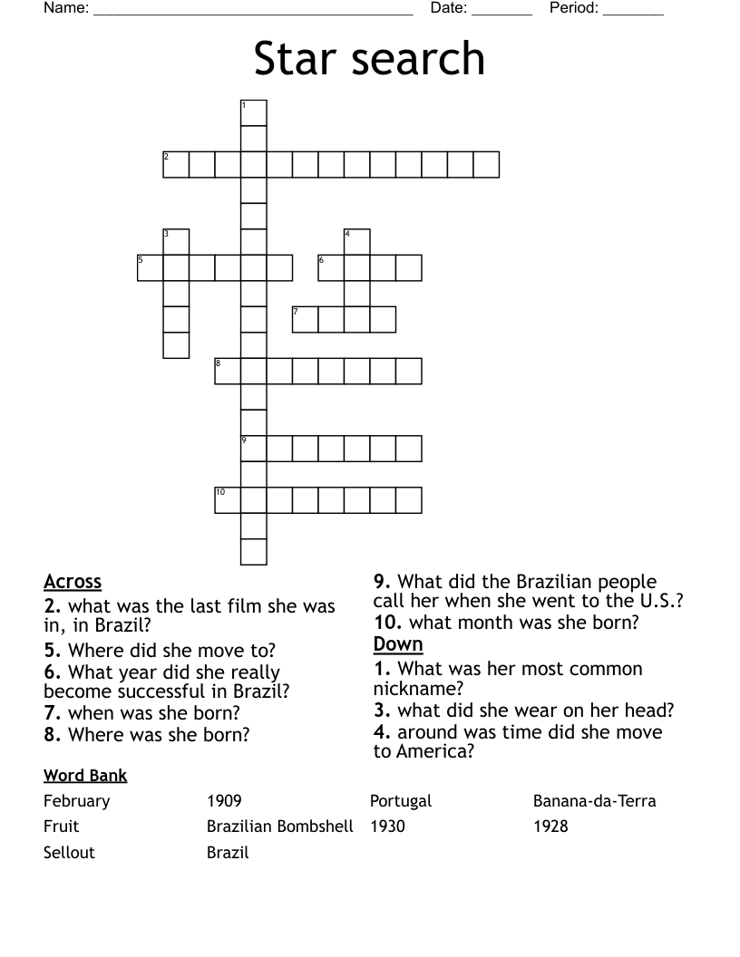 Star search Crossword