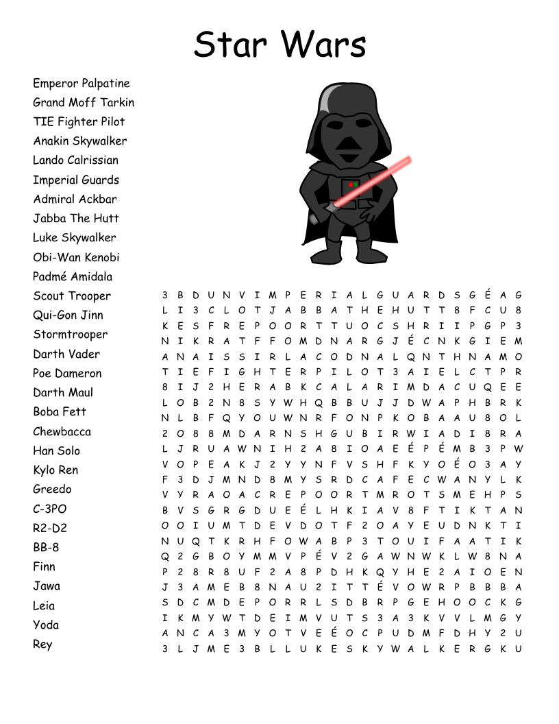 Star Wars Word Search