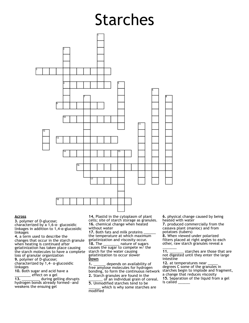 Starches Crossword