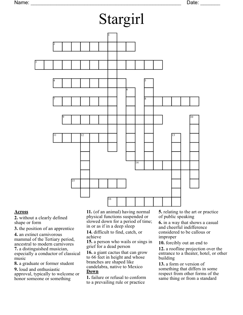 Stargirl Crossword