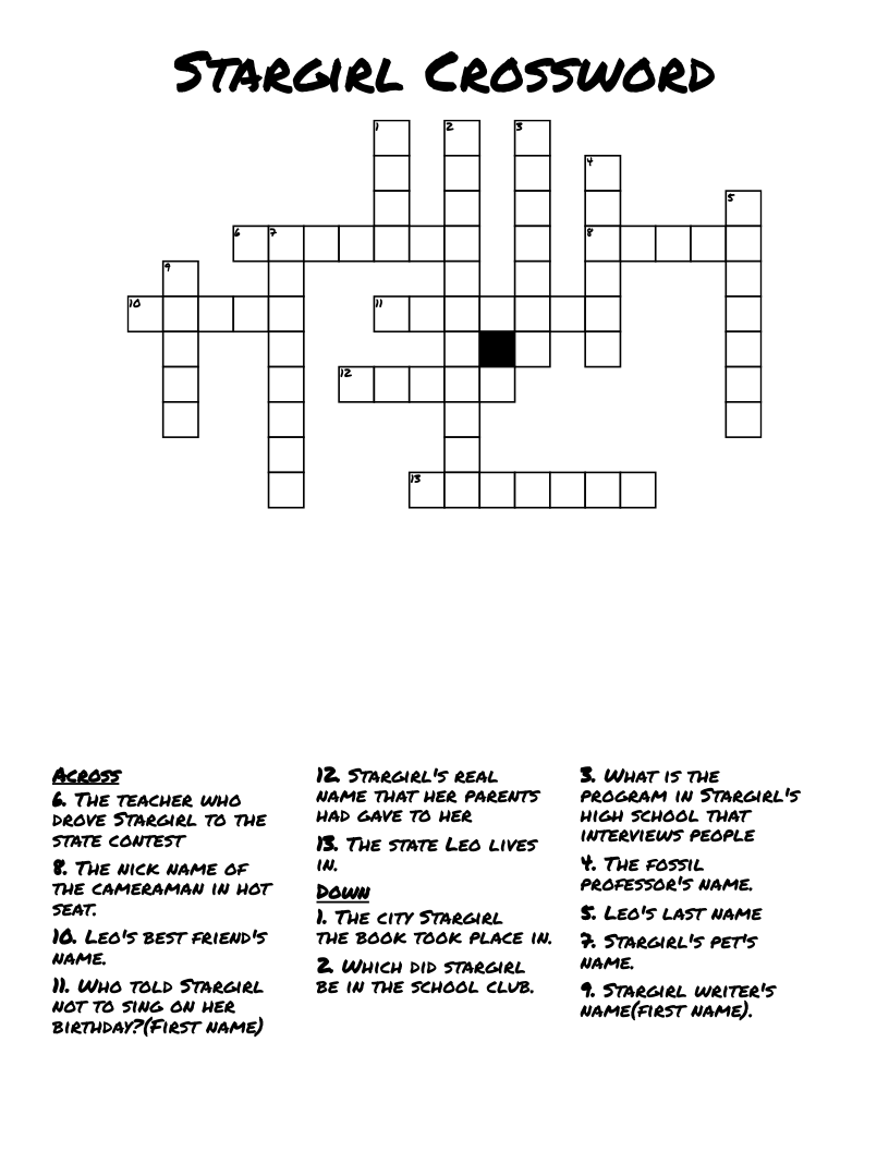 Stargirl Crossword