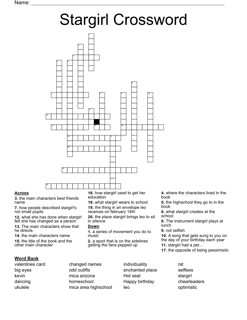 Stargirl Crossword
