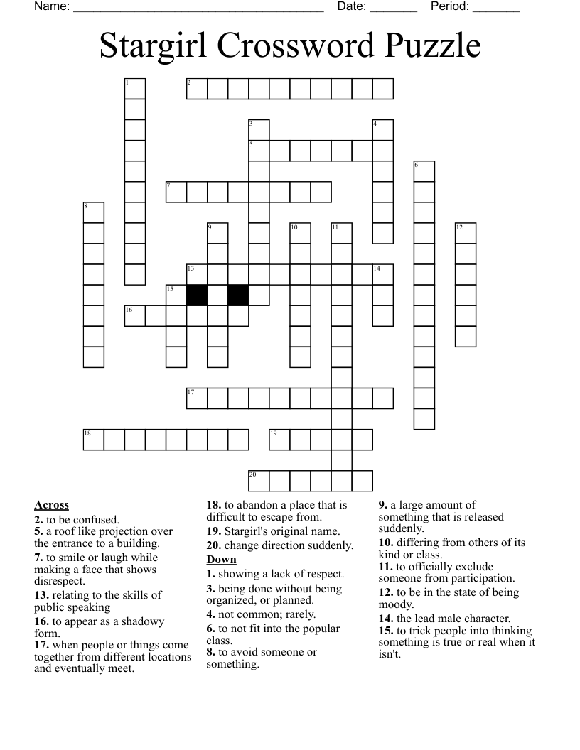Stargirl Crossword Puzzle