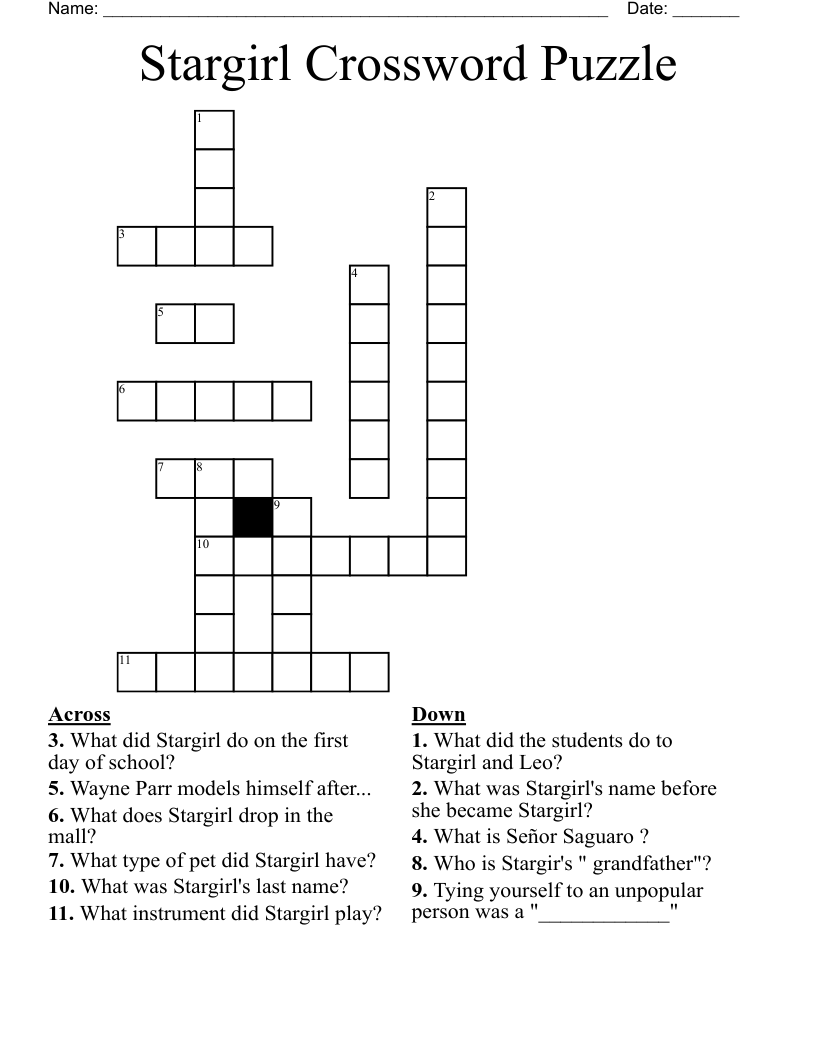 Stargirl Crossword Puzzle