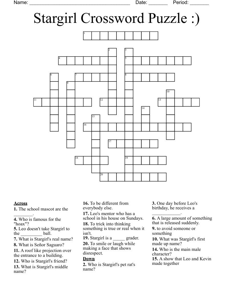 Stargirl Crossword Puzzle :) 