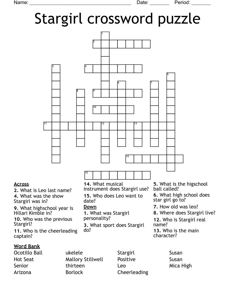 Stargirl crossword puzzle
