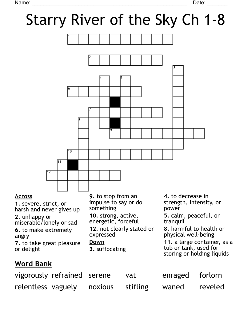 Starry River of the Sky Ch 1-8 Crossword