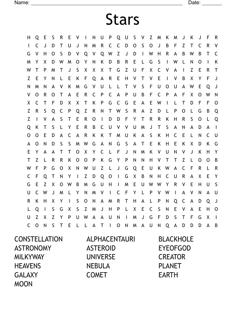 Stars Word Search