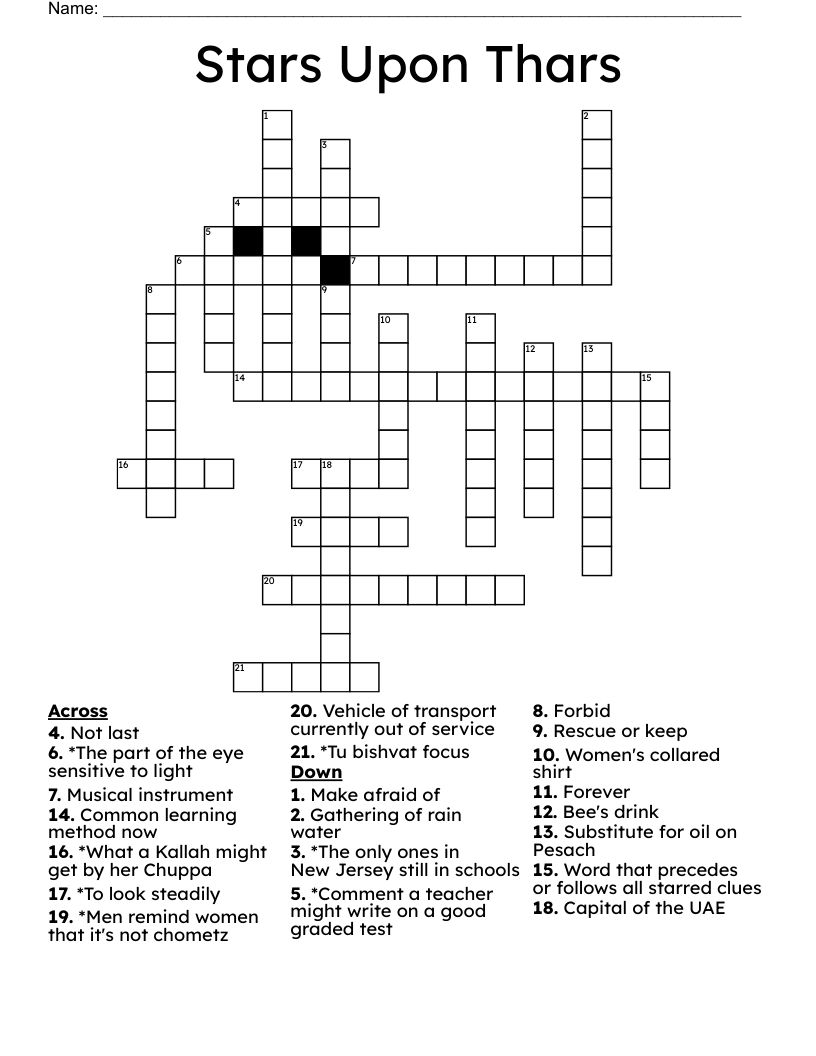 Stars Upon Thars Crossword