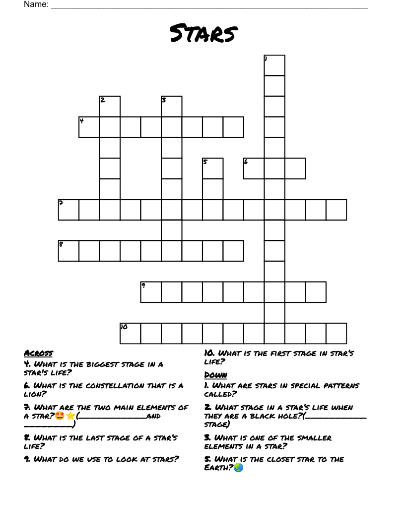 Stars  Crossword