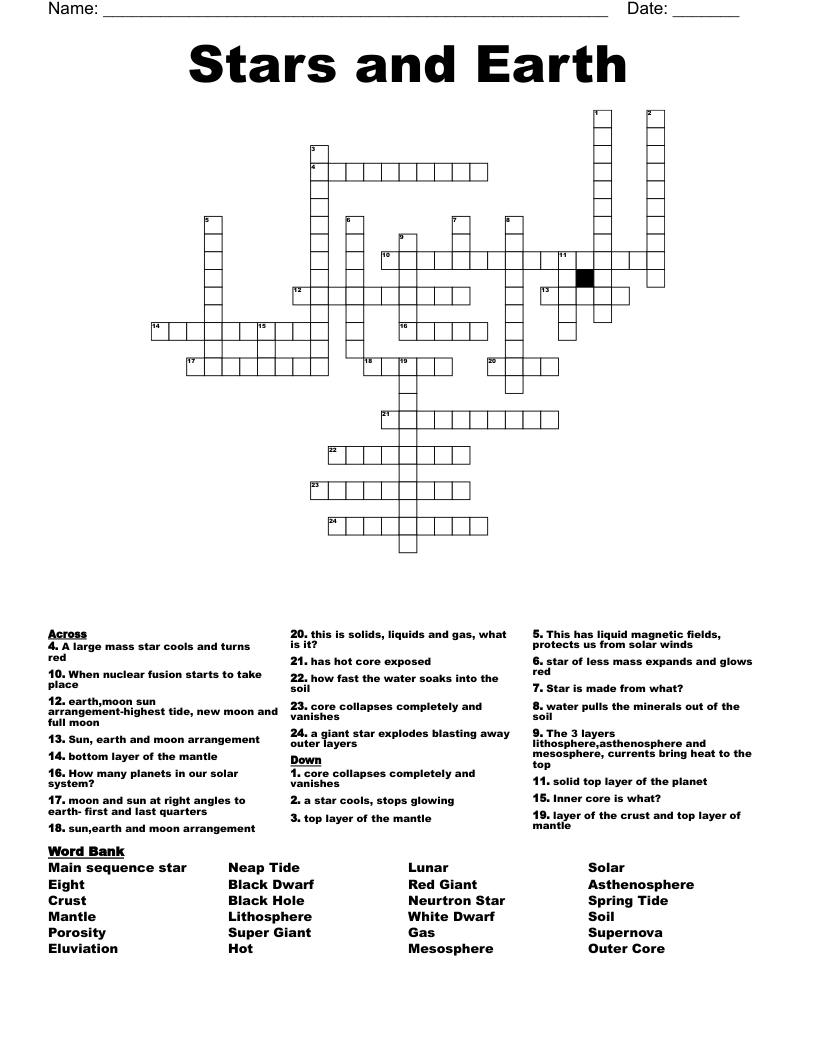 Stars and Earth Crossword