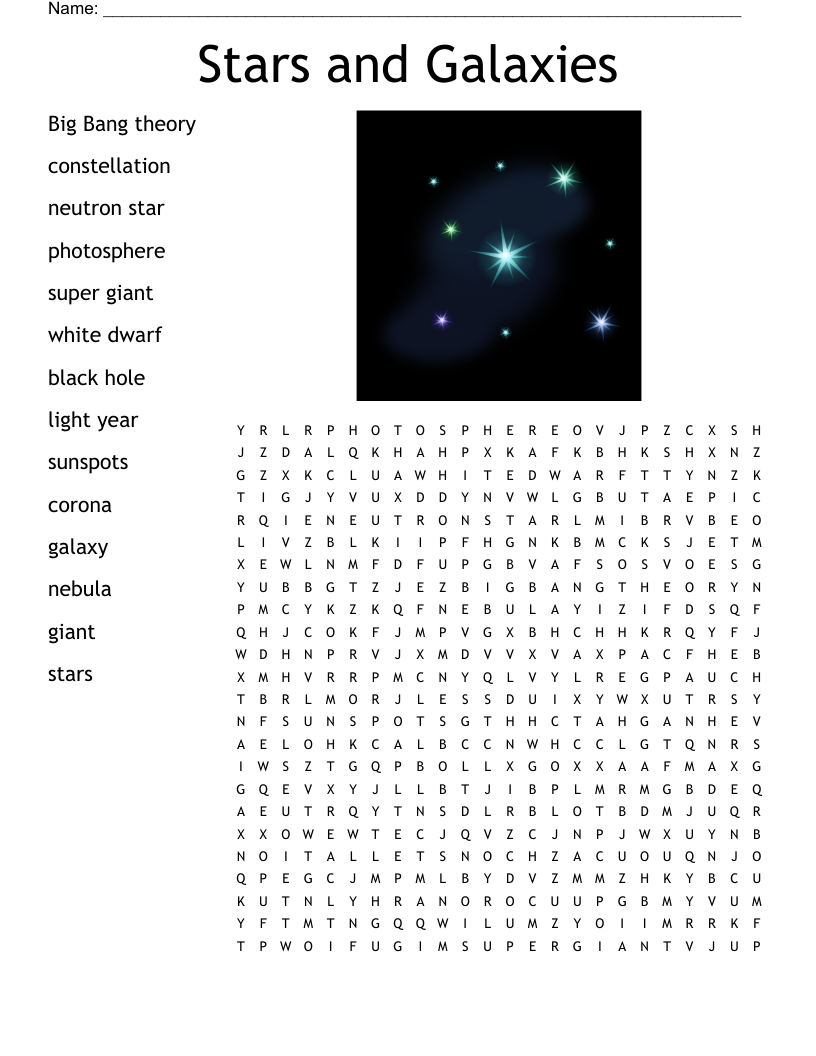 Stars and Galaxies Word Search