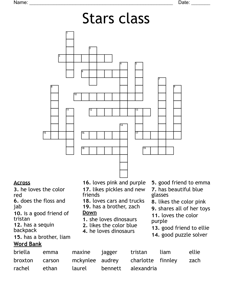 Stars class Crossword