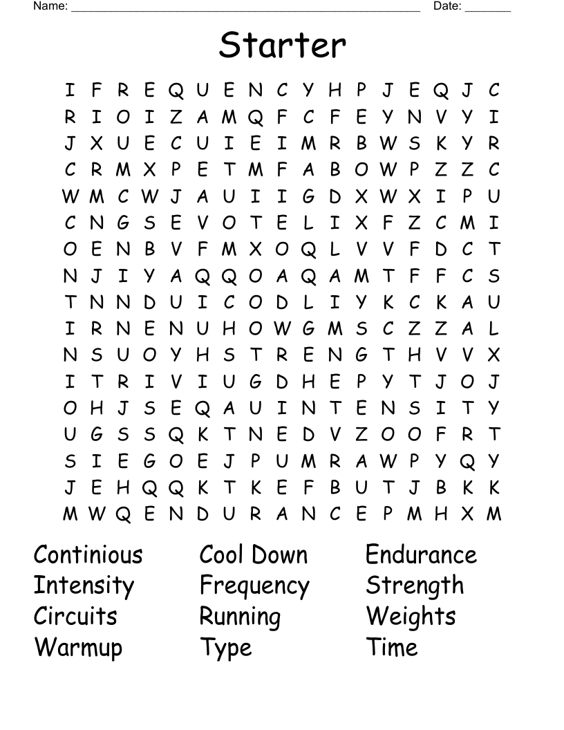 Starter Word Search